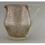 A heavy mottled glass jug,by André Thuret, 1930s, engraved 'Andre Thuret' to the base,17cm high