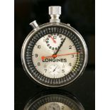 A stainless steel Longines Sports Chronograph mechanical stopwatch 7411-2, c.1960,the case 67mm