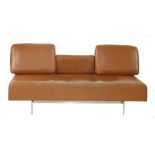 A Rolf Benz 'DONO' tan leather settee,on a stainless steel stand,188cm wide