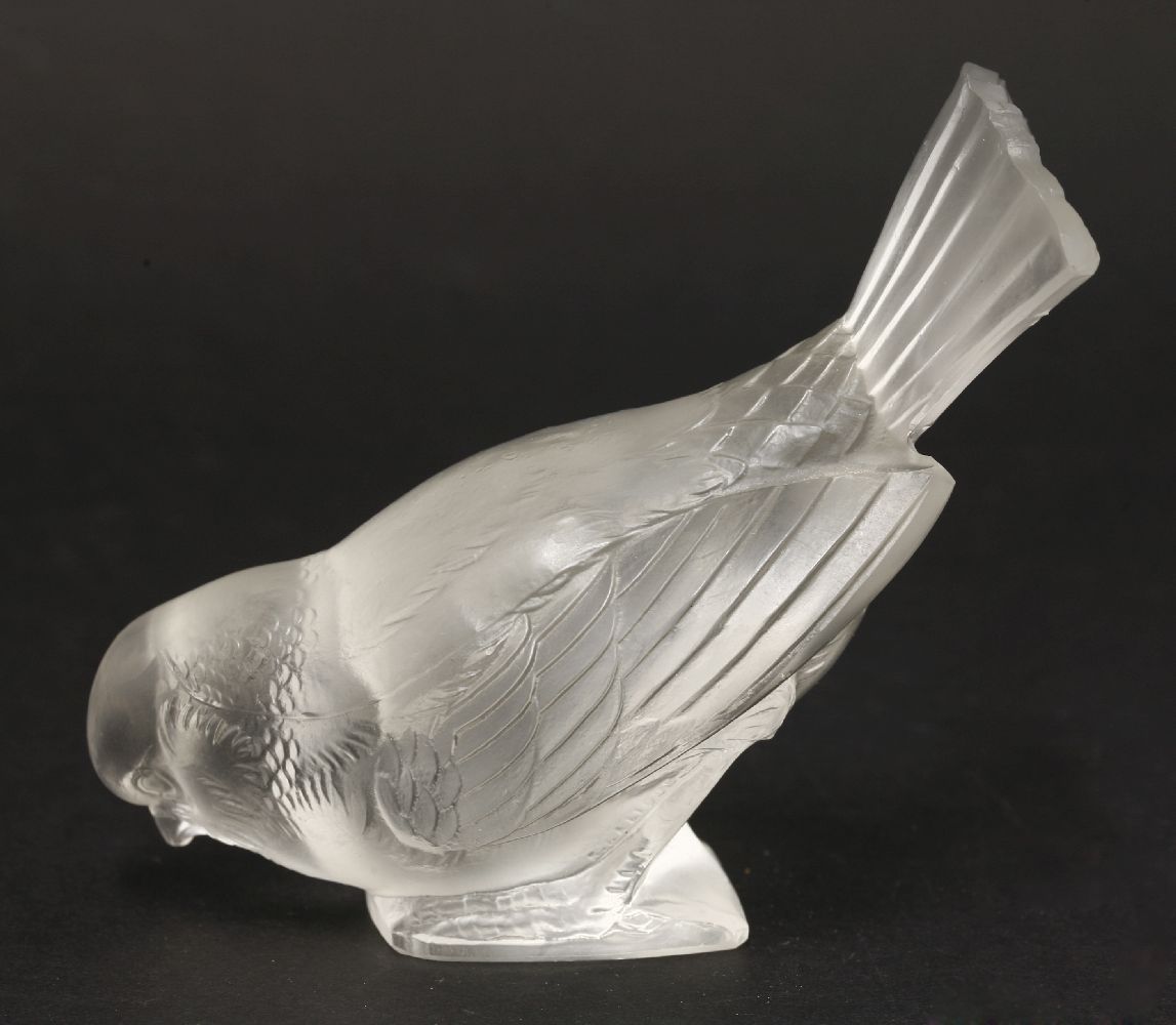 A Lalique 'Moineau Hardi' paperweight,moulded and etched 'R Lalique',9.5cm high - Image 2 of 3