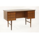 A Danish teak desk,with a rectangular top and three drawers either side,120cm wide60cm deep73.5cm
