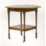 A mahogany inlaid and penwork octagonal occasional table,with octagonal turned legs with an