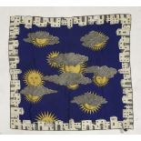A Fornasetti 'Soli E Lune' silk scarf,designed by Piero Fornasetti, labelled,90cm