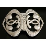 An Arts and Crafts sterling silver waist or belt buckle,by Deakin & Francis, with interlocking