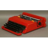 An Olivetti Valentine typewriter,c.1969, designed by Ettore Sottsass (1917-2007) in red, within a