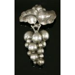 A sterling silver brooch,by Georg Jensen, No. 217B, 'Moonlight Grapes', a pair of leaves with grapes