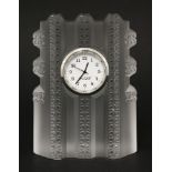 A Lalique glass clock,11cm, boxed