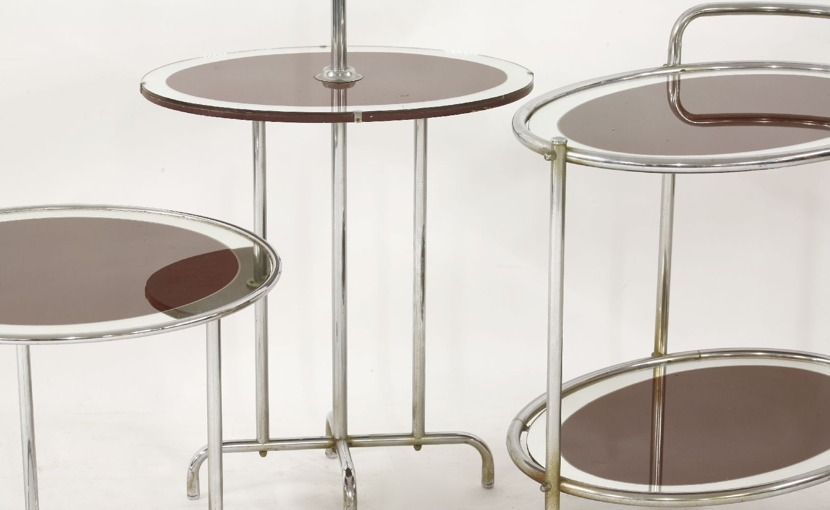 Three chrome and mirrored 'Savoy' items,a hostess trolley,64cm long,a circular table,56cm - Image 2 of 3