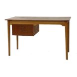 A Danish teak and oak desk,with two drawers to the side,120cm wide60cm deep73.5cm high