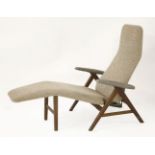 A Danish lounger,with oatmeal upholstery and grey padded arms