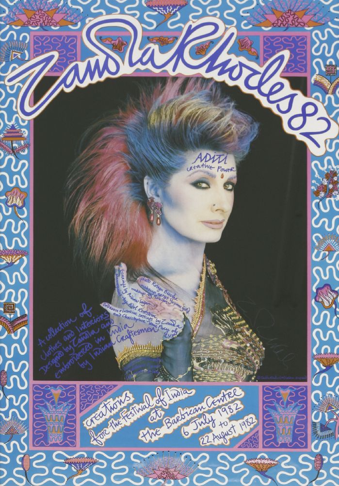 Zandra Rhodes,a colour lithographic poster for Creations for the Festival of India, at The Barbican,