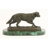 After Pierre-Jules Mêne (1810-1879)'Chien Epagneul Francais (Fabio)', a bronze dog, on a green