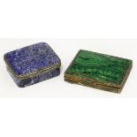 A Continental silver-gilt-mounted malachite box,800 standard,of rectangular form, the sides and base