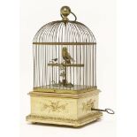 A birdcage automaton,late 19th century, probably Bontems, the single singing bird in a square