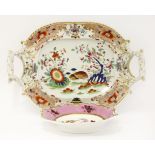 A Chamberlain's Worcester two-handled Dish,early 19th century, painted with two quails and flowers