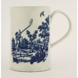 A Worcester Tankard,c.1775-1785, printed with the 'Man Holding a Gun' pattern, opposite the 'Man