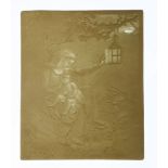 A KPM Berlin lithophane panel, of the Madonna and Child, Joseph asleep, and a lantern hanging from a