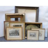 Two old frames, and six miscellaneous framed pictures and photographs