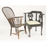 A Windsor chair, and a corner armchair