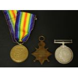 Casualty medals, a WWI trio to McLaughlin, PO, RN 192051, killed November 1914