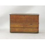 A 19th century oak dower chest, with three base drawers, 118cm wide, 54cm deep, 76cm high