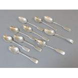 Ten early 19th century silver teaspoons, various dates and makers