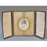 Keturah Collinge (1862-1948), a painted miniature on ivory of a young girl, in presentation box