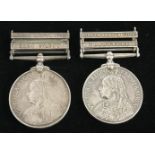 Two Queen's South Africa medals, to Pte A Hall, Coldstream Guards, with South Africa1902 and Cape