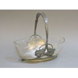 An Orovit pewter and clear glass mounted basket