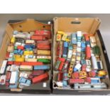 Two boxes of old Dinky toys