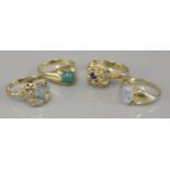 A single stone turquoise ring, marked 750, an opal triplet ring tested as approximately 14ct gold,