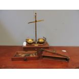 A C Stevens & Sons mahogany and lacquered brass collapsible balance, with applied maker's label