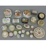 A collection of twenty-six Bilston and Battersea enamels, by Halcyon Days, porcelain examples, resin