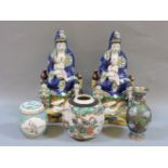 Two modern Chinese figures, 30cm high, two ginger jars, and a cloisonné vase