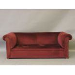 A Victorian Chesterfield settee, newly upholstered, 214cm wide