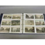 A good British topographical postcard album, four hundred cards approximately, Ilford, trams,