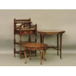 A Victorian inlaid octagonal table, 72cm diameter, a 1930s walnut pie crust occasional table, 59.5cm