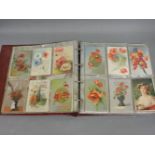 A collection of postcards, poppies, greetings, flowers, forget-me-nots, approximately three hundred,