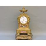 A French gilt bronze mantel clock, circa 1870, the enamel dial inscribed for D C Rait à Paris,
