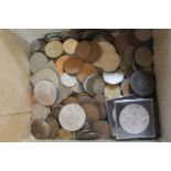 A box of various oil coinage, including an 18th century Dutch example