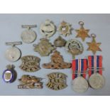 Six WWII medals, and ten pre amalgamation army badges