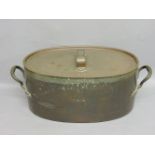 A large copper preserve pan or kettle, with handle to either end