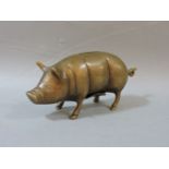 A Chinese? bronze standing pig money box, 17.5cm long