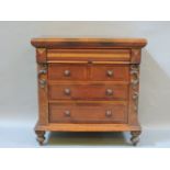 A Scottish miniature mahogany chest of drawers, 38.5cm high