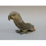 A Vienna cold painted bronze parrot brush wipe, stamped 'Gesh ...', 9cm high