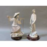 Lladro figures, 'Don Quixote' and 'Chinese in Market', tallest 33cm