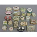 Twenty-two Halcyon Days Bilston enamel boxes, including Royal commemorative boxes, Wimbledon,