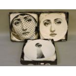 Three Pietro Fornasetti 'Tema e Variazioni' plates, each boxed