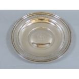 An American sterling silver pierced dish, with initials 'DD', 25.5cm diameter, 10oz