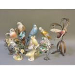Ten bird ornaments, by Royal Worcester, Radnor, Adderley and Beswick, including Turtle Doves